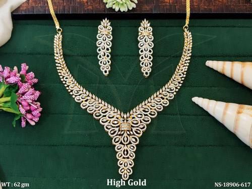Designer High Gold AD Necklace Set for Wedding Wear