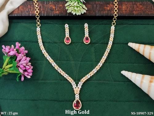 American Diamond  High Gold Polish Necklace Set