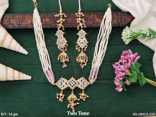 Beautiful Design  Two Tone Polish Necklace Set  