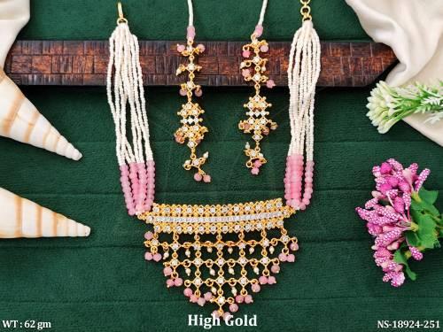 AD CZ Stone High Gold Polish Full Stone Fancy Style Necklace Set    