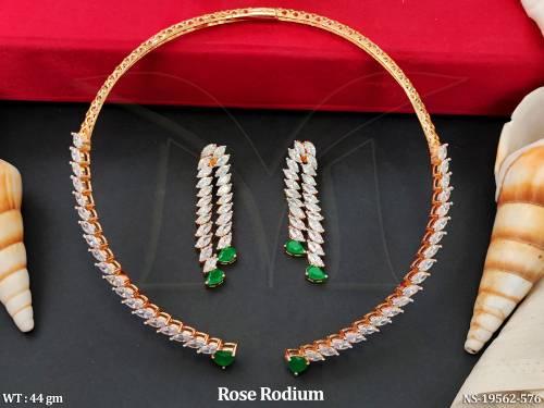 luxury-rose-rodium-american-diamond-party-wear-set
