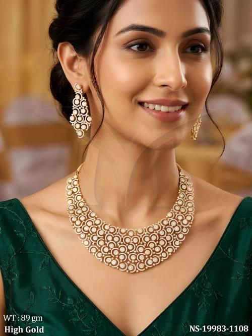 Luxury High Gold Designer Statement Necklace Set