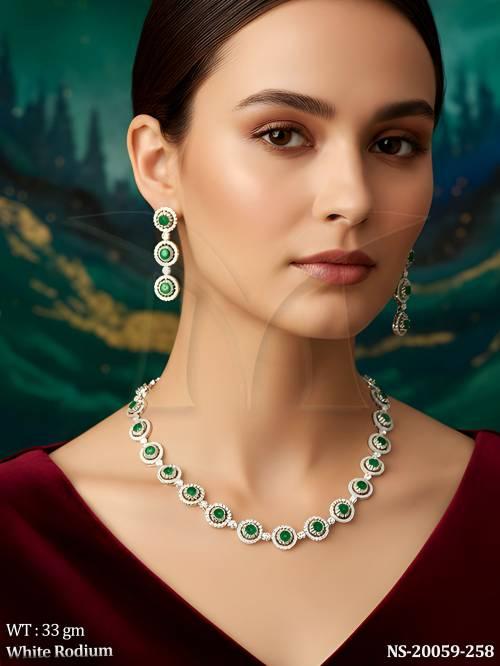 Designer Contemporary Necklace Set with Elegant White Rodium Craftsmanship Style
