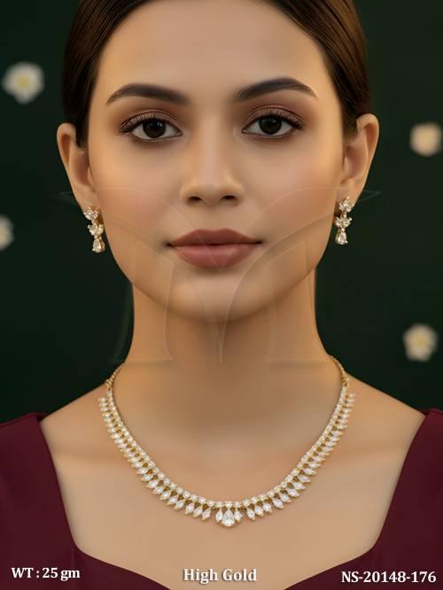 Stylish Leaf Design AD Party Wear Necklace Set