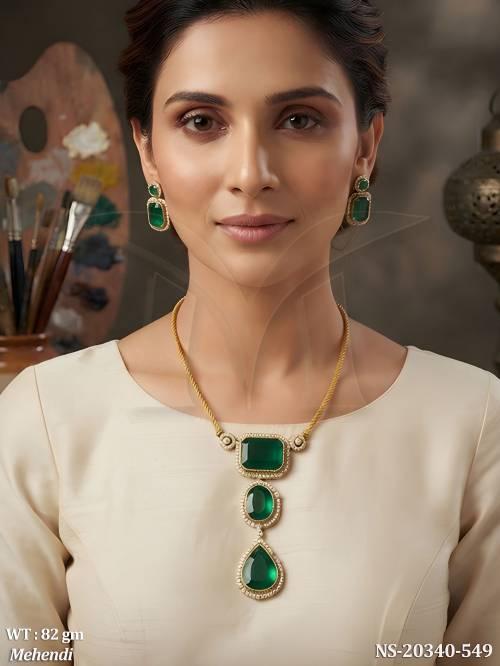 Elegant Full Stone Party Wear American Diamond Necklace Set