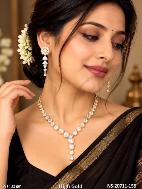 Elegant American Diamond Necklace Set With Earrings