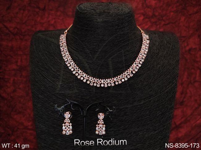 Beautiful Cz / AD full white stones Designer Party wear Necklace Set