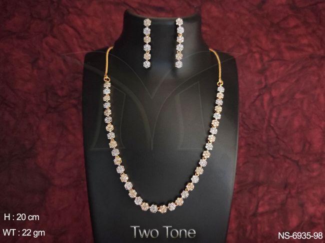 American Diamond  Two Tone  Polish Desgner Necklace Set