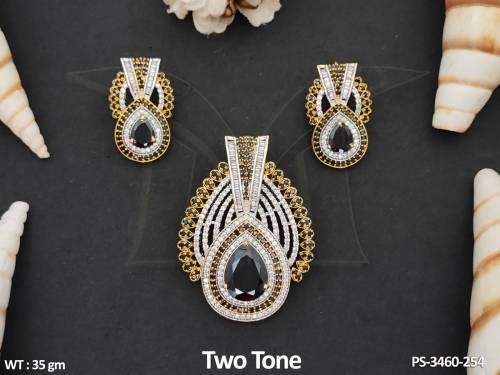 american-diamond-jewellery-full-stone-two-tone-party-wear-pendant-set-