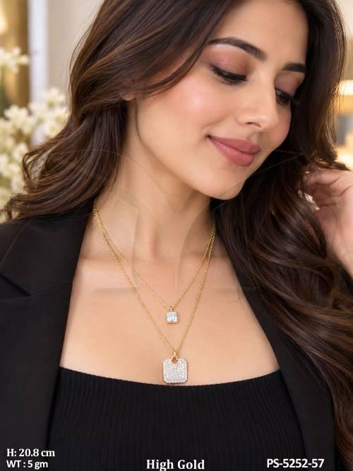 High Gold Double Layer American Diamond Necklace