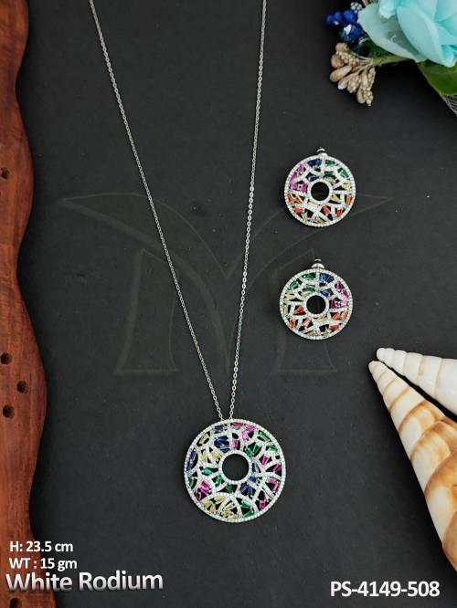 beautiful-designer-white-rodium-polish-party-wear-pendant-set-