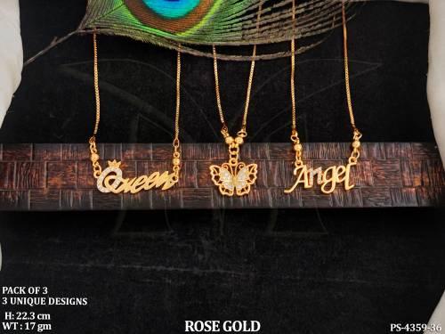 Design AD Stone Rose Gold Polish Full Stone Pendant Set   