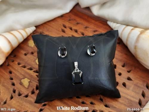 design-white-rodium-full-ad-stone-party-wear-pendant-set-