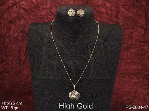 designer-fancy-style-party-wear-high-gold-polish-long-cz-american-diamond-pendant-set-