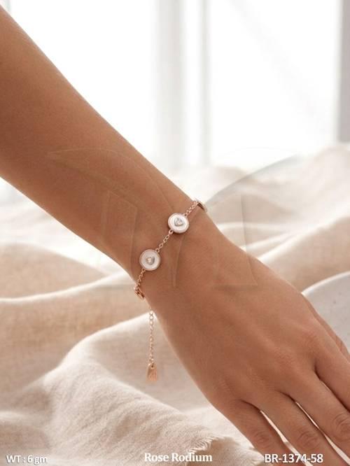 Sparkling Butterfly Link Rose Rodium Bracelet