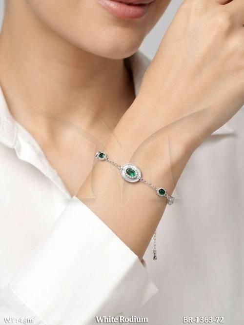 Elegant Emerald White Rodium Bracelet