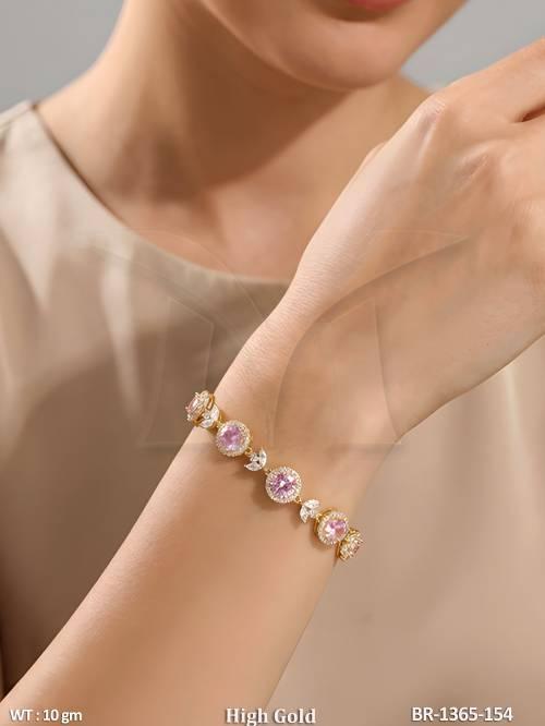 Floral Pink Gemstone Designer Bracelet