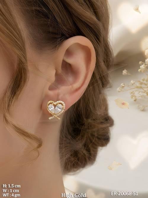 Elegant Heart Diamond Stud Earrings