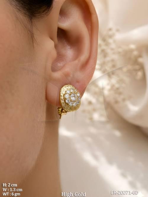 Elegant Floral Crystal High Gold Earrings