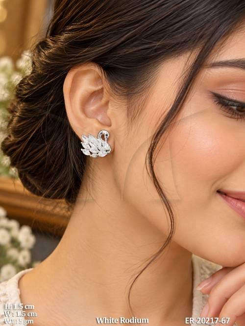 Swan Design American Diamond Earrings