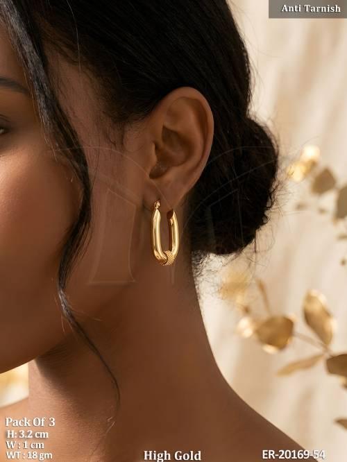 Anti Tarnish High Gold Polish U Shape Hoop Earrings
