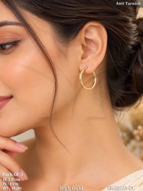 High Gold Anti Tarnish Hoop Earrings