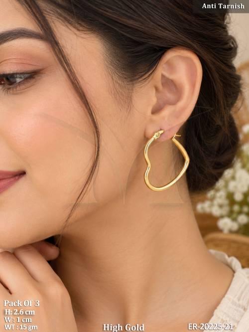 Simple Stylish High Gold Hoop Earrings for Women