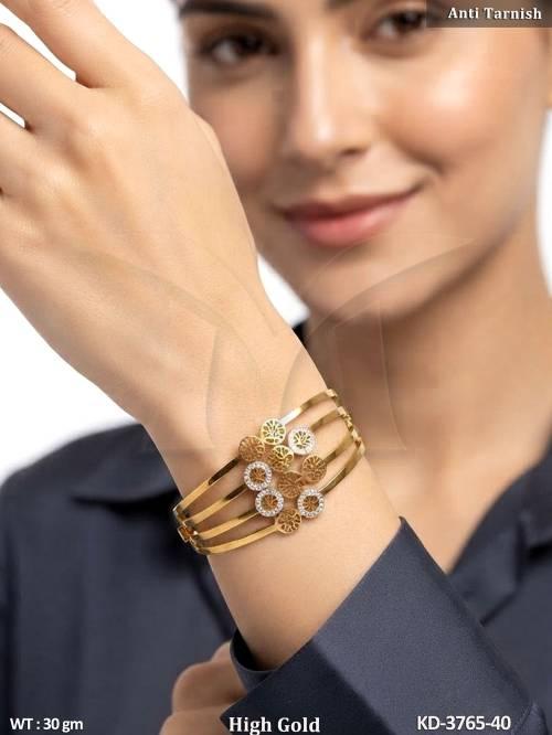 Elegant Floral Multi-Layer Gold Kada
