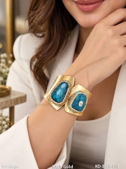 Full Stone Designer Kada High Gold Polish