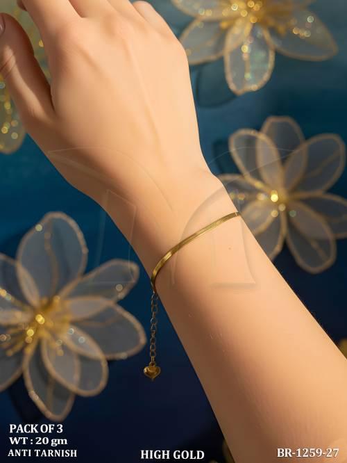 Classic Gold Finish Bracelet Elegant Everyday Jewelry Accessory Piece Pack Of 3