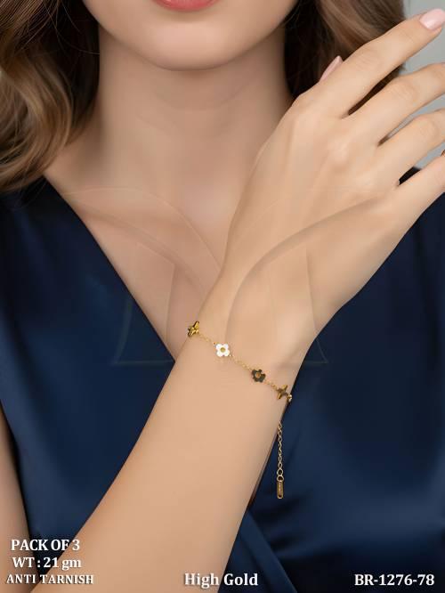 Elegant Anti Tarnish Clover Charm High Gold Bracelet For Women