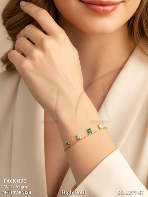 Premium Emerald Style Anti Tarnish Bracelet With Crystal Accents
