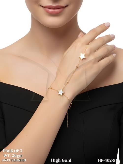 Trendy Star Hand Harness Bracelet Lightweight Premium Jewelry Set Pack Of 3