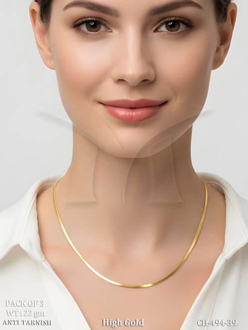 Elegant High Gold Snake Chain Necklace Anti Tarnish Jewelry