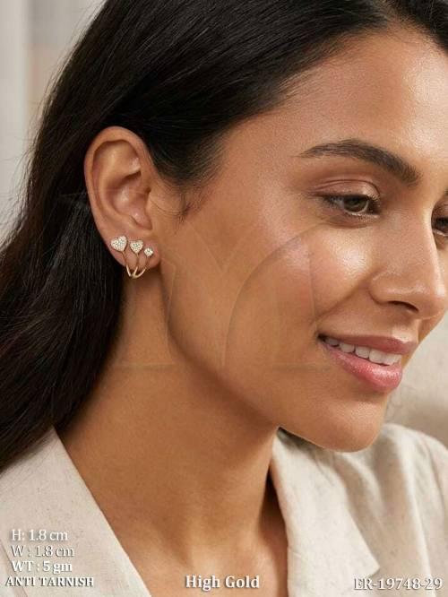 Elegant Heart Shape Anti Tarnish Stud Earrings for Women