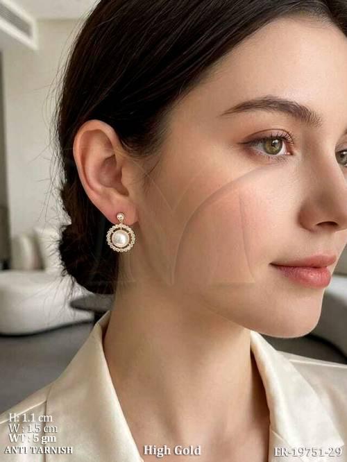 Premium Anti Tarnish Pearl Stud Earrings with Stones