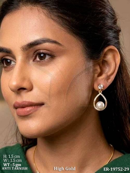 Elegant Pearl Drop Anti Tarnish Stud Earrings for Women
