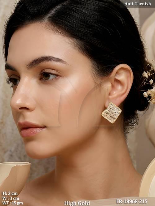 High Gold Polish American Diamond Stud Earrings