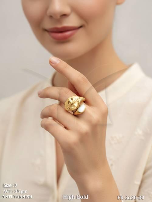 Elegant High Gold Open Style Statement Ring