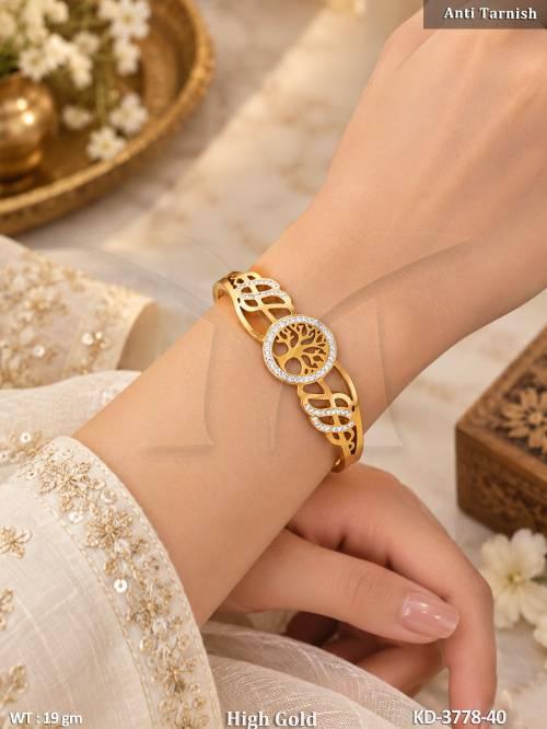 Anti Tarnish Tree Design High Gold Kada