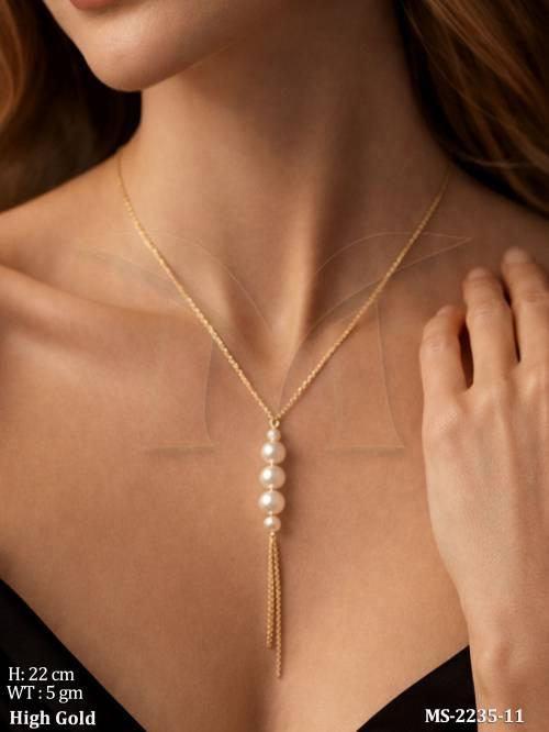 Delicate Pearl Tassel Pendant Mala Set Trendy Fashion Wear Style