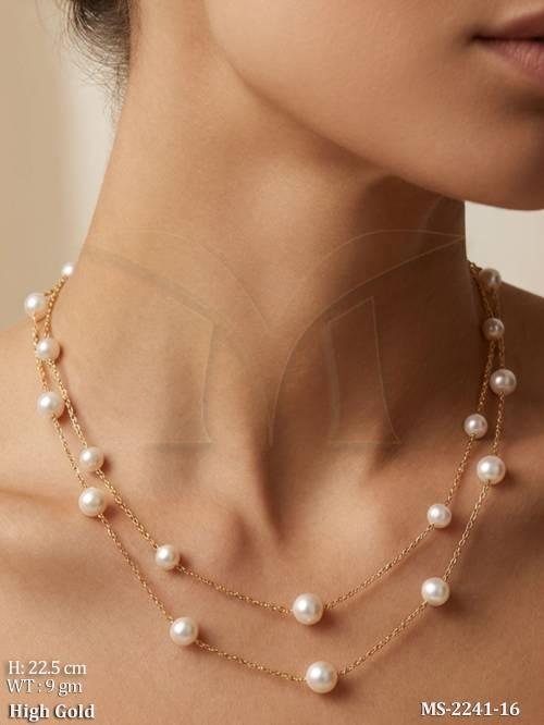 elegant-double-layer-pearl-necklace-high-gold-finish-jewelry