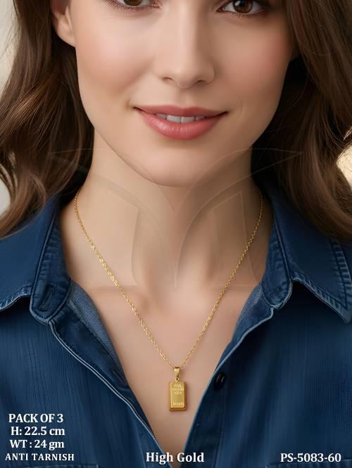Classic Gold Bar Pendant Necklace Timeless Elegant Fashion Jewelry Pack Of 3