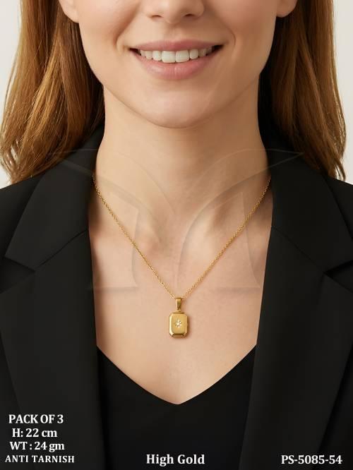 Elegant High Gold Pendant Chain for Everyday Fashion Wear Pack Of 3