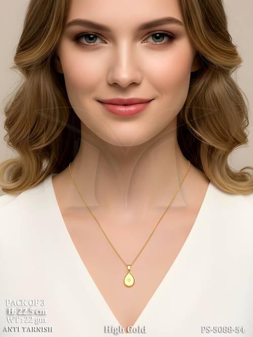 Trendy Gold Teardrop Pendant Chain for Party Casual Wear Pack Of 3