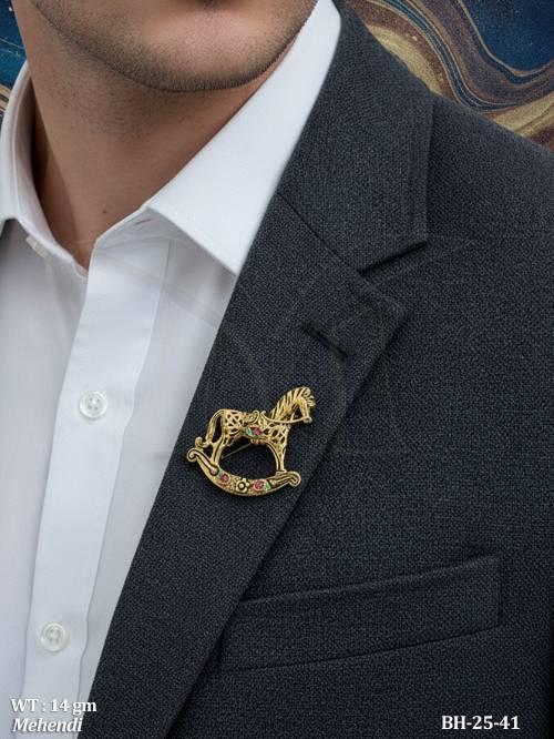 Antique Mehendi Finish Rocking Horse Designer Brooch Pin