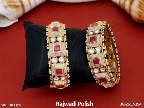 Antique Jewellery Rajwadi Polish Fancy Style  Bangles 2 Set    — BG-2617-394