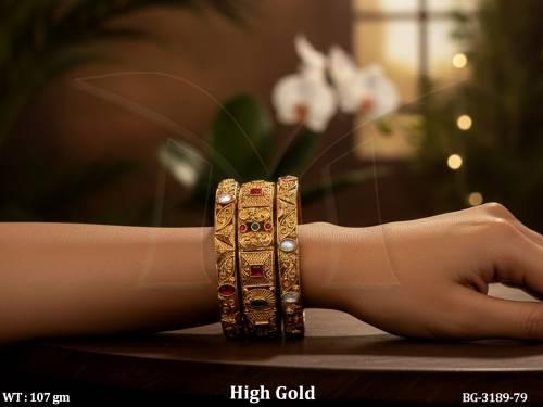 Antique Kundan Bangles Set High Gold Polish Designer