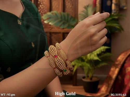 Antique Designer Bangles Set High Gold Polish