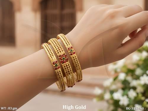 Traditional High Gold Stone Bangles Set for Women